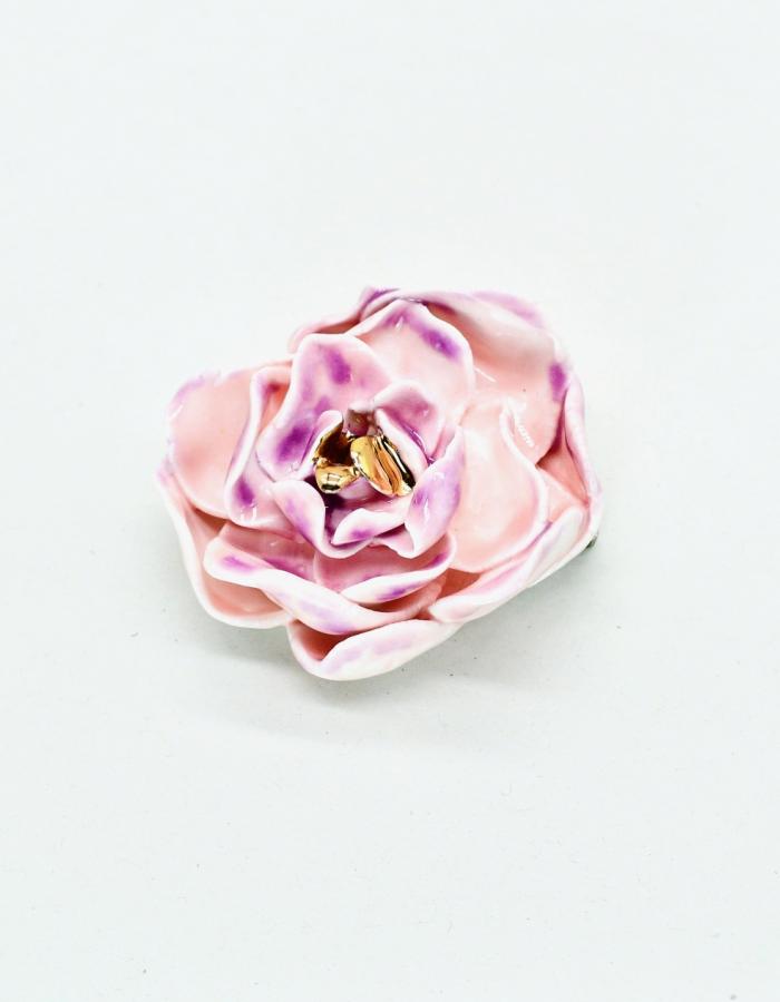 Rosaria rose porcelain pin